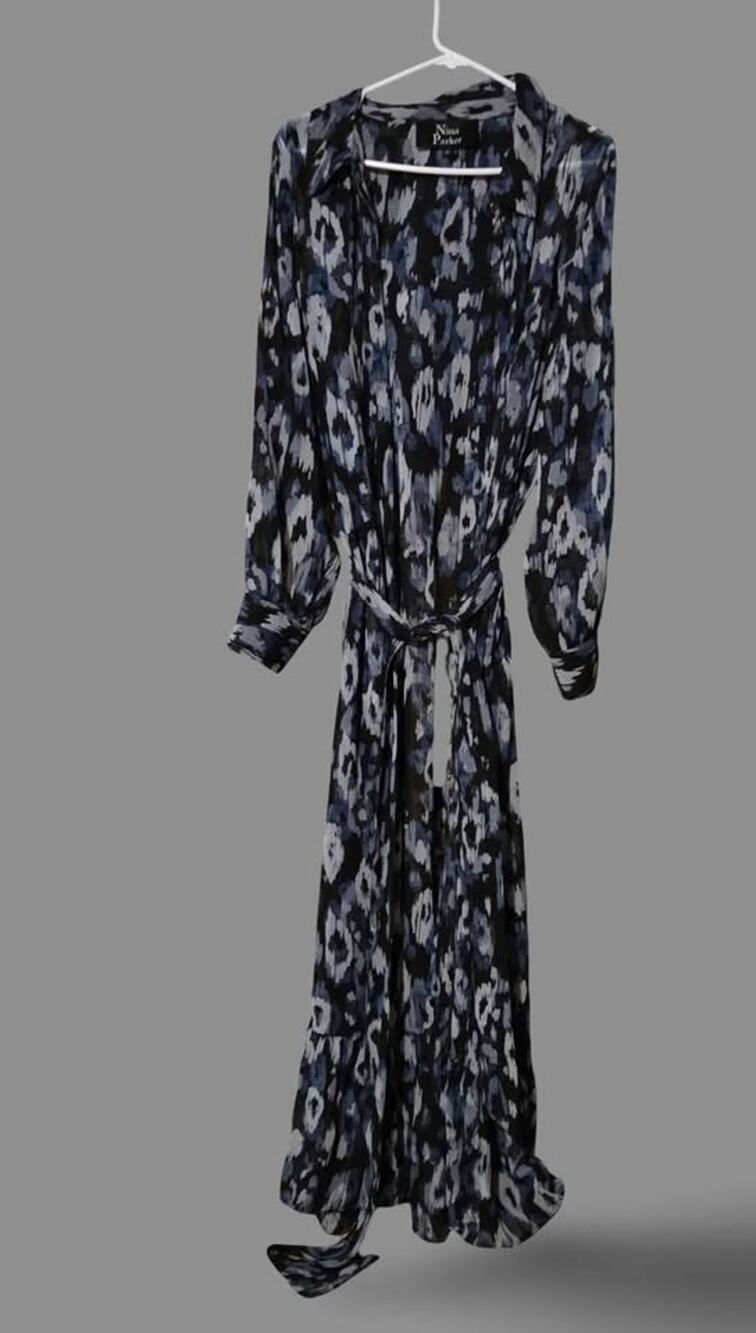 Plus size Nina Parker  blue and black boho witchy animal print  duster/dress